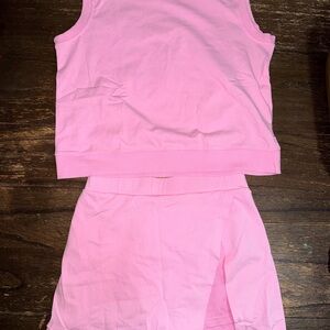 Amazon Pink Two-Piece Skirt Set